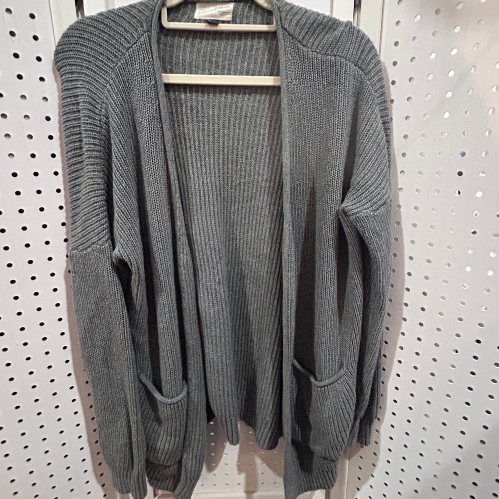 Universal Thread Gray Ribbed Open Front Cardigan … - image 2